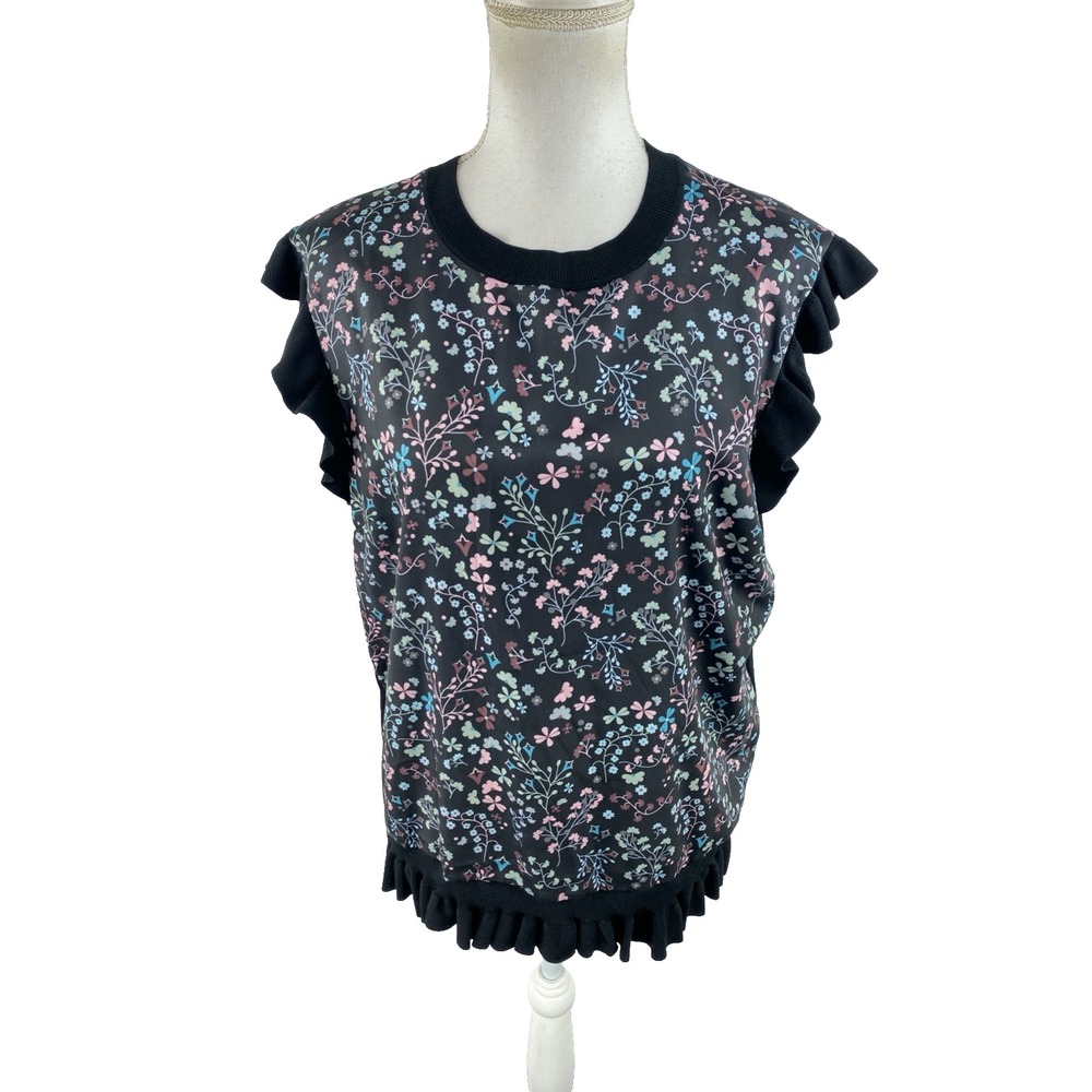 Ted Baker London 4 Ruffle Detail Floral Print Contrast AOP Blouse Top LETINO